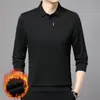 Camisa tipo polo de invierno para hombre con cuello desplegable y forro polar, Top para hombre con estampado de letras, Camiseta cálida para hombre, En stock, Envío directo