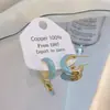 Banho de Ouro Real, Coleção Série Azul Moda Coreana e Japonesa, Brincos de Esmalte com Efeito Gotejante para Mulheres, Novos Brincos e Acessórios de Luxo Leve Nicho