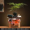 Tanque de Peces Dorados de Vidrio Creativo Adornos de Agua Circulante para Escritorio de Sala de Estar Tanque de Peces de la Suerte Pequeño para el Hogar Mini Maceta para Peces