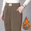 Pantalones de Mamá de Mediana Edad Otoño e Invierno Pantalones Casuales Gruesos Holgados Adelgazantes Rectos Pantalones Elásticos para Mujer Talla Extra