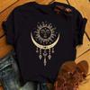 Ropa de Verano Europea y Americana 2025 para Mujer Estilo Harajuku Luna Estrellas Kawaii Camiseta de Manga Corta para Mujer Top Dulce y Lindo