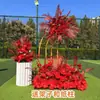 Novo estilo casamento grande estilo arranjo de chão flor simulação flor de seda produto acabado decoração arranjo de flor de eucalipto guia de caminho de palco T arte floral de casamento