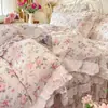 Falda de Cama Acolchada Estampada de Algodón Puro Estilo Nuevo 2026 Juego de Cuatro Piezas