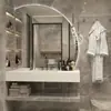 Espejo de Baño Inteligente Semicircular de Forma Irregular, Espejo de Tocador de Baño Asimétrico, Espejo de Tocador de Baño con Luz LED Montado en la Pared