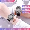 Día de San Valentín Shake Live Cuadrado de Pareja Correa de Reloj de Cuarzo Barril Completo de Diamante Traje de Reloj para Hombres y Mujeres