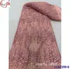 Vestido de Noiva Retro Francês Totalmente Bordado com Lantejoulas Flor Grande Bordado Tecido de Renda Vestido Vestido Malha Bordado Atacado