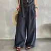Pantalones Largos Casuales a Cuadros con Cordón y Cintura Elástica de Moda para Mujer 2025 Otoño Temprano Nuevos Pantalones Casuales Sueltos Perezosos de Dos Vías