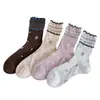 Calcetines de encaje con doble volante para primavera y verano para mujer, calcetines largos transpirables de moda floral vintage, perfectos con zapatos Mary Jane