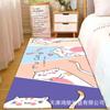 Alfombra de Dibujos Animados para Niños Alfombra de Mesita de Noche para Dormitorio Alfombra Nórdica Roja de Internet para Niñas Tapete Desechable para Piso Alfombra para Mesa de Café de Sala de Estar