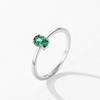 Anillo Ovalado de Plata Esterlina S925 con Zircón Esmeralda para Mujer, Anillo Simple de Nicho Europeo y Americano INS, Anillo Fino, Joyería Transfronteriza