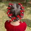 Tocados Hanfu Niña Niña Terciopelo Lazo Pasador de Pelo Lindo Bebé Perla Color Sólido Pasador de Rendimiento Infantil