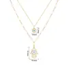 Colar de Cobre Arvaleff Série de Empilhamento Olho do Diabo Palma Clavícula Corrente Ouro 18K Zircônia com Diamantes Transfronteiriço