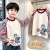 Camiseta de Manga Larga Raglán de Felpa para Niños Primavera Otoño Invierno Elegante para Niños Capa Base Versátil Top de Capa Base Cálido para Niños