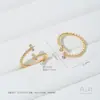 Anel Suporte para Contas com Furo Meio Aberto Banhado a Ouro 14K Preserva Cor Zircônio Anel Aberto DIY Artesanal Pérola Adesiva Acessórios de Anel Artesanais