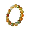 Pulseras Redondas de Ágata Colorido Verde Pavo Real al por Mayor para Hombres y Mujeres, Pulseras de Jade, Ágata Roja y Verde