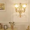 Luminária de Parede de Cristal Estilo Europeu para Quarto, Cabeceira, Sala de Estar, Corredor, Cabeça Única ou Dupla Vela Decorativa Parede LED