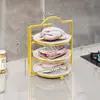 Estante de almacenamiento para bandejas de preparación de cocina, estante de preparación multicapa para uso doméstico, escurridor de platos multifuncional para escurrir y almacenar ingredientes