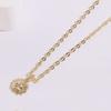 Collar colgante de palma geométrica con circón al por mayor para mujer estación independiente explosión Ojo del Diablo accesorios de collar de oro real de 14k