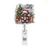Clip retráctil giratorio para insignia de mapache navideño en acrílico, adecuado para personal médico, uso de oficina y portatarjetas de identificación