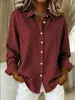 Camisa Plaid Versátil de Manga Longa com Gola Reversível Nova para Mulheres 2026, Europeia e Americana, Roupa Feminina da Moda Tendência para Quatro Estações