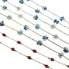 Colar Transfronteiriço Europeu e Americano de Aço Titânio Tecido Flor Multicolorido Corrente de Contas Feita à Mão Corrente para Clavícula Colar Diário Versátil