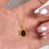 Colar Pingente de Pedra de Cristal Natural Prata de Lei S925 para Mulheres com Toque de Luxo, Corrente Clavicular de Topázio Granate, Exclusivamente para Vendas Transfronteiriças