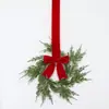Nueva Corona Colgante de Pino Artificial de Cedro Navideño con Campana y Lazo Decoración de Pared de Gabinete de Fiesta Corona Transfronteriza