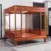 Cama de dosel doble de madera maciza, cama nueva estilo chino cueva de luna, cama estilo antiguo de las dinastías Ming y Qing, cama escalonada clásica de palacio