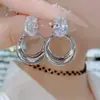 2025 Novos Brincos de Argola Elegantes e da Moda com Diamantes de Zircônia Design de Nicho de Alto Padrão Brincos Elegantes Estilo Coreano para Mulheres
