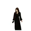 Tela Original, Doble Capa + Forro, Vestido Largo Negro de Estilo Francés con Cuello en V y Lunares, Vestido Largo Muy Hermoso y Elegante