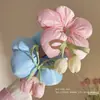 Goma para el pelo de cinta con flor de tulipán para coleta o moño, accesorio fotográfico súper lindo y dulce para mujeres