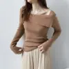 Loja Oficial Shanghai Dan Nong/Suéter de Lã Outono Novo Estilo Tomara-que-caia Tricô de Manga Longa Feminino