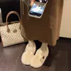 Zapatos Planos Peludos Estilo Coreano para Mujer, Calzado de Exterior, Forro de Terciopelo Cálido de Invierno, Zapatos de Algodón Tipo Mocasín con Suela Suave, Talón Cubierto, Zapatos Postparto