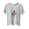 Linda y juvenil camiseta coreana de estilo holgado con bordado adelgazante, top casual de manga corta de dibujos animados para mujer, nuevo modelo de verano H072001