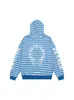 Sudadera con capucha unisex, holgada, casual, versátil, con cremallera, estampado de rayas con cruz y letras bordadas, estilo americano, moderna