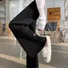 Pantalones de Punto con Abertura Estilo Perezoso Nuevo Estilo Otoño e Invierno para Mujer, Pantalones Casuales de Pierna Ancha Adelgazantes de Cintura Alta, Pantalones Rectos Ligeramente Acampanados de Longitud Completa