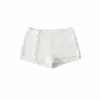 Conjunto de Duas Peças para Mulheres: Camiseta Cinza de Manga Longa com Botões Estilo Spicy Girl Americano e Shorts Cinza de Cintura Baixa Aderentes ao Corpo, Roupa Slim Fit e que Valoriza a Silhueta