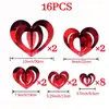 Etiqueta 3D Estéreo para el Día de San Valentín con Forma de Corazón Colgante en Espiral Tarjeta de Corazón Rojo Colgante de Cartón Colgante Colgante de Techo