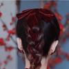 Color Rojo y Negro Tiara de Lazo para Niña de Corea del Sur Pinza para el Cabello Cinta Larga Anillo para el Cabello de Terciopelo Cuerda para el Cabello Infantil Pinza para el Cabello