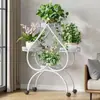 Soporte para Flores para Sala de Estar, de Pie, Móvil con Ruedas, Soporte de Hierro Forjado de Múltiples Niveles para Macetas de Plantas Verdes, Soporte para Flores de Balcón para Uso Doméstico