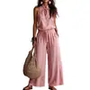 Conjunto de Dos Piezas para Mujer 2026 Verano Otoño Nuevo Estilo Urbano Top de Halter con Corbata Cintura Elástica Pantalones de Pierna Ancha