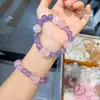 Pulsera de Amatista Natural Transferencia Curación Partícula Grande Ágata Flor de Cerezo Círculo Único Pulsera de Regalo para Mujer Verano Versátil de Alta Gama
