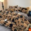 Nuevo Estilo Hepburn de Terciopelo de Leche Totalmente Mate Color Puro Felpa de Conejo Rex Estéreo Cama Sábanas de Cama Funda de Edredón Gruesa de Invierno de Cuatro Piezas