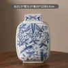Vaso Retro de Porcelana Azul y Blanca Cerámica de Gama Alta Estilo Wabi Sabi Mid-Century Vaso de Barriga Grande Nuevos Adornos Chinos