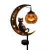 Nuevas luces de suelo solares transfronterizas de calabaza de Halloween, luna y gato, luces de jardín y decoraciones de gato negro para el Festival de los Fantasmas