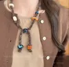 Bufanda de Seda con Estampado de Leopardo Maillard Collar con Colgante de Corazón Diseño de Nicho para Mujer Cadena para Suéter de Gama Alta Collar Versátil de Moda