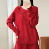 Suéter de Punto Elegante con Bordado de Margarita 3D, Manga Larga, Estilo Perezoso, 100% Lana, Estilo Otoño/Invierno 2026, de un Solo Hombro