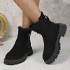 Botas de nieve de caña corta tela transfronteriza elegantes cremallera lateral punta redonda talla grande botas cortas estilo nuevo transfronterizo con forro polar engrosado cálidas