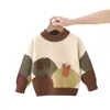 Suéter Infantil 2024 Invierno Nuevo Estilo Forrado de Felpa Engrosado Unisex para Niños Tejido