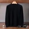 Suéter de cachemira de color liso para hombre, cuello redondo, tejido, manga larga, jersey, capa base cálida para otoño e invierno, estilo simple y versátil
